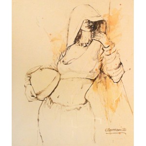 Moazzam Ali, 20 x 24 Inch, Watercolor on Paper, Figurative Painting, AC-MOZ-094